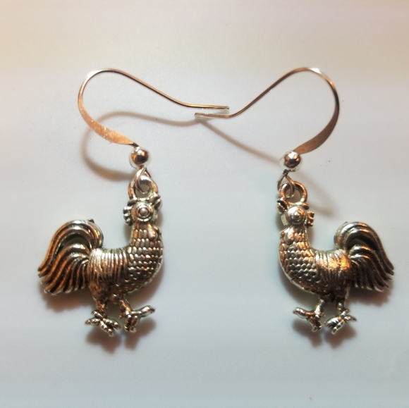 NEW Rooster Chicken Earrings - Picture 1 of 4